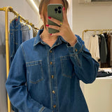 Surchemise en jean bleu foncé