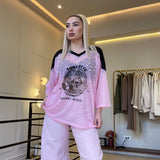 Pantalon denim rose poudré