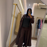 gilet oversize long avec capuche choco