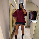 Top ample oversize manche larges Bordeaux