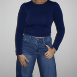 Top bleu en coton