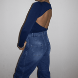 Top bleu en coton