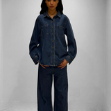 Surchemise en jean bleu foncé