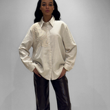 Chemise brodée beige